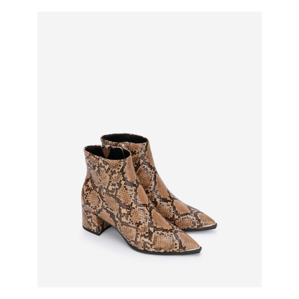 KENNETH COLE Womens Beige Snake Goring Roanne Square Toe Block Heel Booties 7 M - Picture 2 of 3
